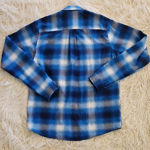 DIXXON Men's "California Roots" Casual Blue and White Plaid Shirt - Picture 5 of 5
